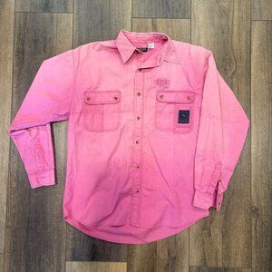 Bugle Boy Mens Classic Pink Fade Button-Up Shirt Size L Emblem Y2K